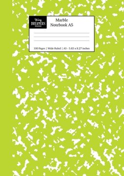 portada Marble Notebook A5: Green Marble Wide Ruled Journal (en Inglés)