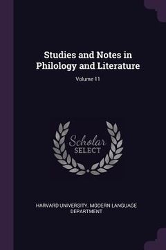 portada Studies and Notes in Philology and Literature; Volume 11 (en Inglés)