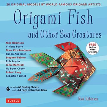 portada Origami Fish and Other sea Creatures Kit: 20 Modelos Originales de Artistas de Origami Famosos del Mundo (Con Tutoriales de Vídeo Paso a Paso, Guía de Instrucciones de 64 Páginas y 60 Hojas Plegables) (en Inglés)
