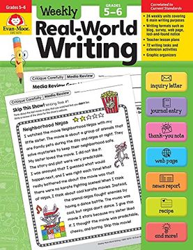 portada Evan-Moor Weekly Real-World Writing, Grades 5-6 Homeschooling & Classroom Resource, Reproducible Worksheets, Trait-Based, Letters, Emails, Advertisements, web Page, Journal, Hands-On Activities (en Inglés)