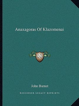 portada anaxagoras of klazomenai (en Inglés)