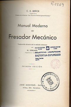 portada manual moderno del fresador mecánico. 1ª edición española.