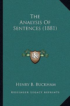portada the analysis of sentences (1881) (en Inglés)