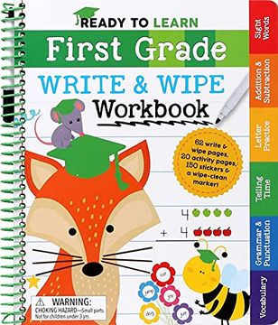 portada First Grade Write and Wipe Workbook: Fractions, Measurement, Telling Time, Descriptive Writing, Sight Words, and More! (Ready to Learn) (en Inglés)