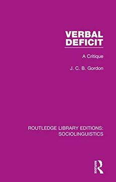 portada Verbal Deficit: A Critique: Volume 4 (Routledge Library Editions: Sociolinguistics) 