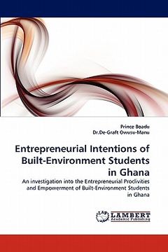 portada entrepreneurial intentions of built-environment students in ghana (in English)