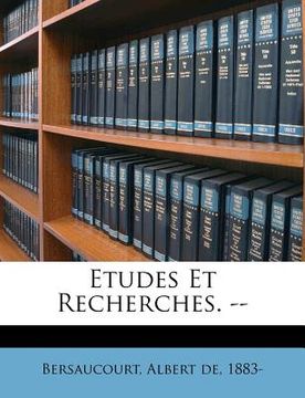 portada Etudes Et Recherches. -- (en Francés)