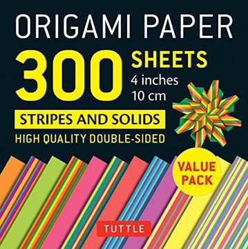 portada Origami Paper 300 Sheets Stripes and Solids 4" (10 Cm): Tuttle Origami Paper: High-Quality Origami Sheets Printed With 12 Different Designs (en Inglés)