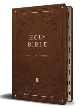 portada KJV Holy Bible, Giant Print Thinline Large Format, Brown Premium Imitation Leath Er with Ribbon Marker, Red Letter, and Thumb Index (en Inglés)