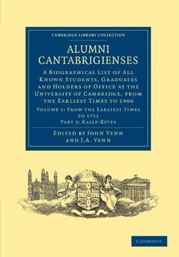 portada Alumni Cantabrigienses 2 Volume Set: Alumni Cantabrigienses - Volume 1: Part 3 (Cambridge Library Collection - Cambridge) (en Inglés)