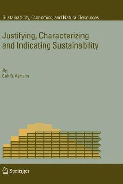 portada justifying, characterizing and indicating sustainability (en Inglés)