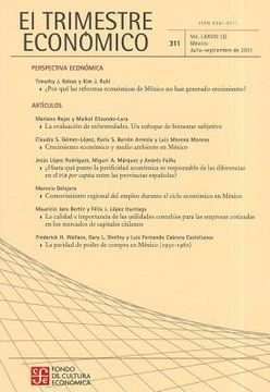 portada El Trimestre Economico no. 311 Julio-Septiembre de 2011. Volumen Lxxviii (3)