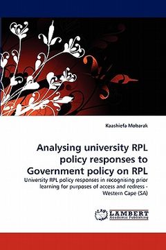portada analysing university rpl policy responses to government policy on rpl (en Inglés)
