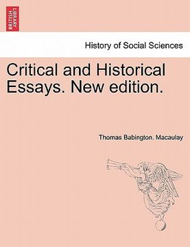 portada critical and historical essays. new edition.