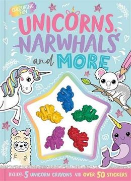 portada Unicorns, Narwhals and More (Shaped Crayon Bumper Colouring) (en Inglés)