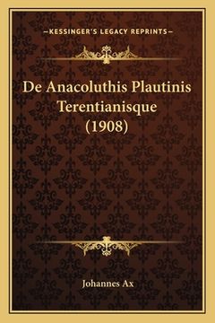 portada De Anacoluthis Plautinis Terentianisque (1908) (in Latin)