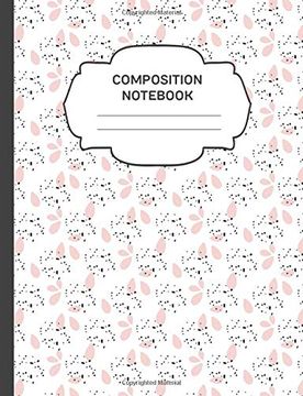 portada Composition Not: College Ruled Narrow Line Comp Books for School - Pink Petal and Inky Dots (Trendy Cute Journals for Teens & Adults) 