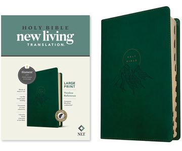 portada NLT Large Print Thinline Reference Bible, Filament-Enabled Edition (Leatherlike, Evergreen Mountain, Indexed, Red Letter) (en Inglés)