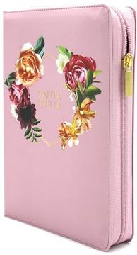 portada Biblia Letra Grande Para Mujer 14 Puntos Color Rosada Similpiel con Indice y Cierre