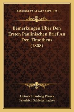 portada Bemerkungen Uber Den Ersten Paulinischen Brief An Den Timotheus (1808) (en Alemán)