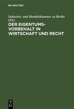 portada Der Eigentumsvorbehalt in Wirtschaft und Recht (en Alemán)