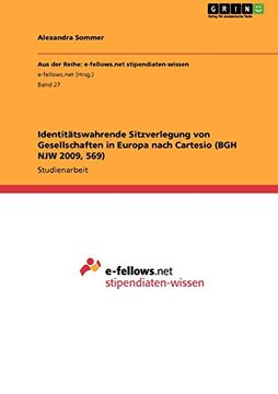 portada Identitätswahrende Sitzverlegung von Gesellschaften in Europa nach Cartesio (BGH NJW 2009, 569) (German Edition)