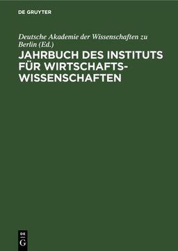 portada Jahrbuch des Instituts für Wirtschaftswissenschaften (en Alemán)