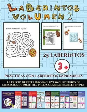 portada Prácticas con Laberintos Imprimibles (Laberintos - Volumen 2): 25 Fichas Imprimibles con Laberintos a Todo Color Para Niños de Preescolar (in Spanish)