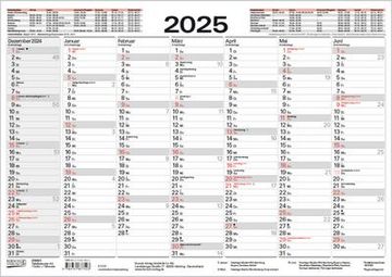 portada Tafelkalender a3 2025: 14 Monate auf Vorder- und Rückseite i Ferientermine und Feiertage