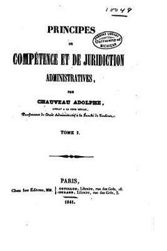 portada Principes de Compétence et de Juridiction Administratives - Tome I (en Francés)