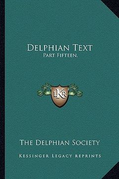 portada delphian text: part fifteen,