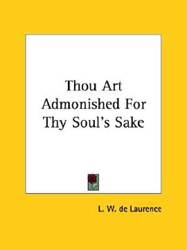portada thou art admonished for thy soul's sake (en Inglés)
