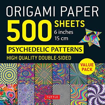 portada Origami Paper 500 Sheets Psychedelic Patterns 6" (15 Cm): Tuttle Origami Paper: Double-Sided Origami Sheets Printed With 12 Different Designs (Instructions for 5 Projects Included) 