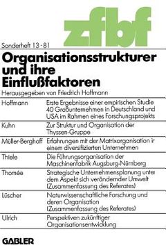 portada Organisationsstrukturen Und Ihre Einflußfaktoren (in German)