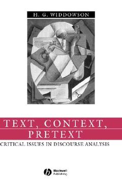 portada text, context, pretext: critical isssues in discourse analysis