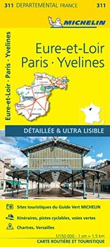portada Carte Départemental Michelin Eure-Et-Loir, Paris, Yvelines (French Edition) (en Inglés)