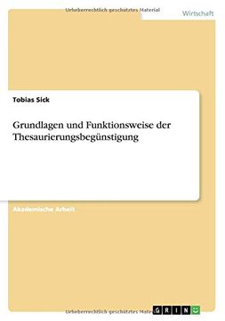 portada Grundlagen Und Funktionsweise Der Thesaurierungsbegunstigung (German Edition)