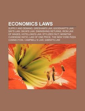 portada economics laws: supply and demand, gresham's law, goodhart's law, say's law, okun's law, diminishing returns, iron law of wages