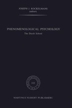 portada Phenomenological Psychology: The Dutch School (en Inglés)