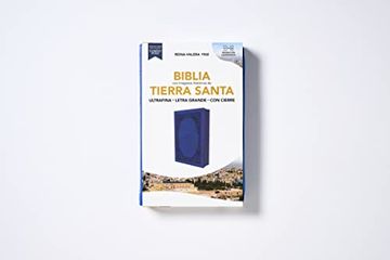 portada Biblia Reina-Valera 1960, Tierra Santa, Ultrafina Letra Grande, Leathersoft, Azul, con Cierre