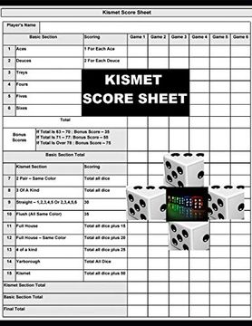 portada Kismet Score Sheets: Kismet Score pad Makes it Easy to Score Your Game, Size 8. 5 x 11 Inch, 120 Pages (in English)