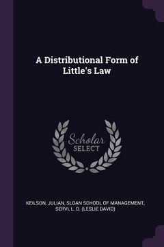 portada A Distributional Form of Little's Law (en Inglés)