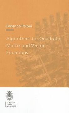 portada algorithms for quadratic matrix and vector equations