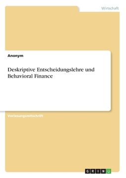 portada Deskriptive Entscheidungslehre und Behavioral Finance (en Alemán)