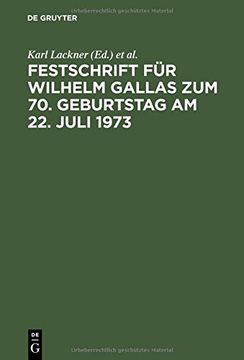portada Festschrift für Wilhelm Gallas zum 70. Geburtstag am 22. Juli 1973 (German Edition)