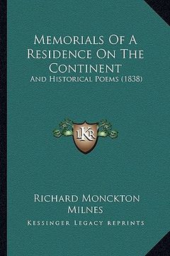 portada memorials of a residence on the continent: and historical poems (1838)