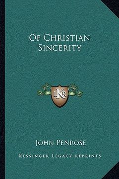 portada of christian sincerity (in English)