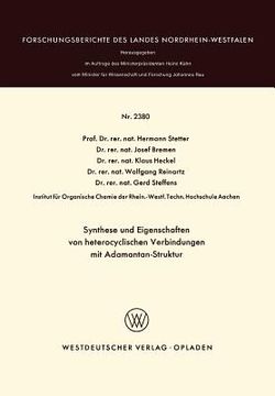 portada Synthese Und Eigenschaften Von Heterocyclischen Verbindungen Mit Adamantan-Struktur (in German)