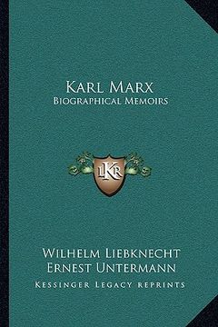portada karl marx: biographical memoirs (en Inglés)