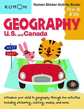 portada Geography Sticker Activity Book: US and Canada: U.S. and Canada Sticker Activity Book (Kumon Sticker Activity Books) (en Inglés)